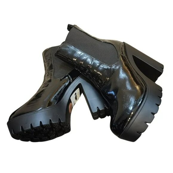 Seychelles Patent Black Chunky Platform GRACIE Boots.  SZ 8M - Picture 2 of 4